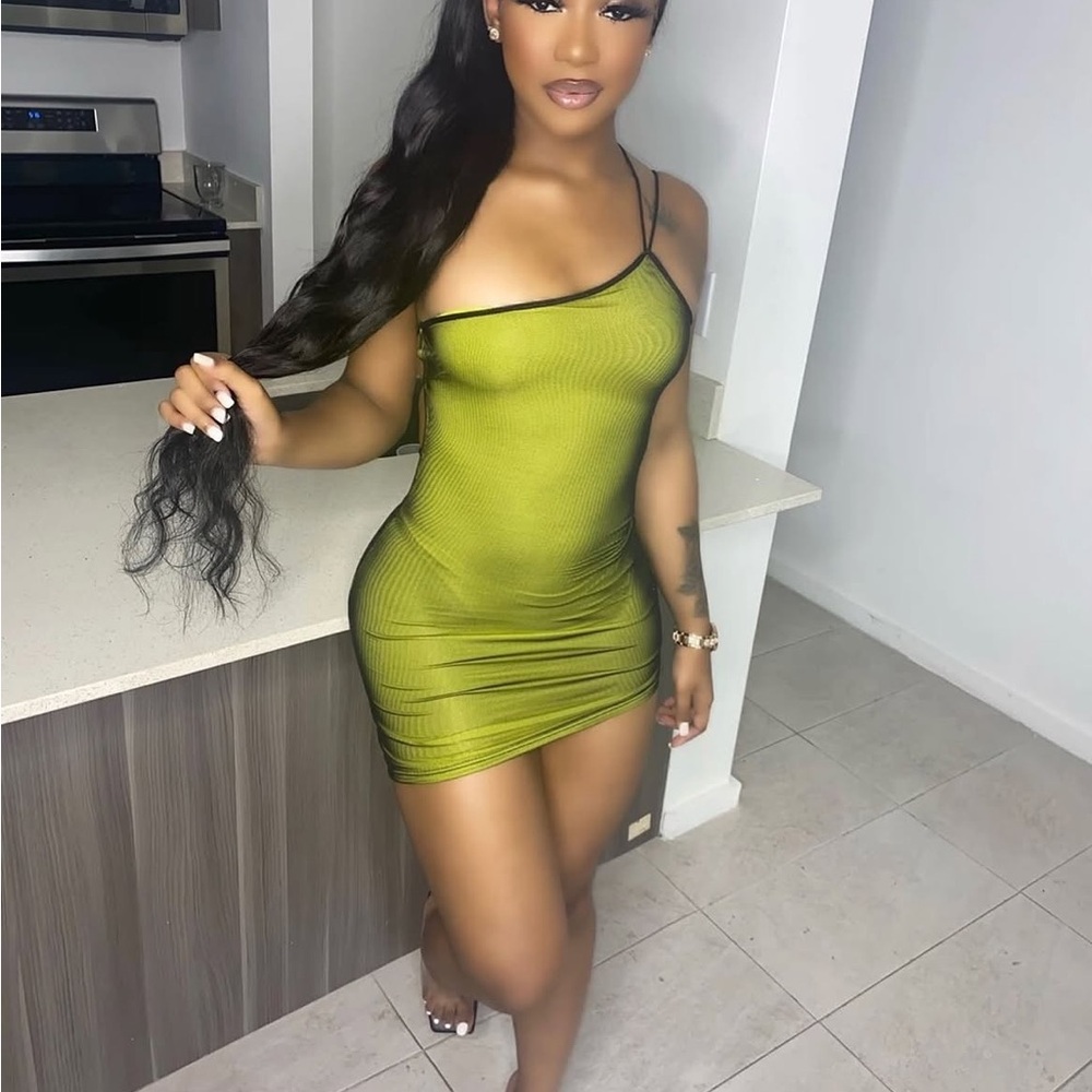 Women’s Olive One-Shoulder Bodycon Dress